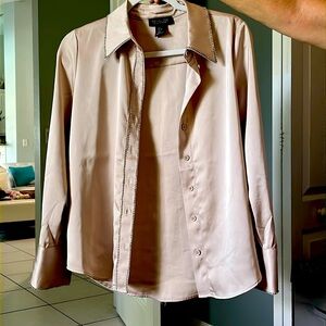 Silk button down with rhinestones. Dressy!